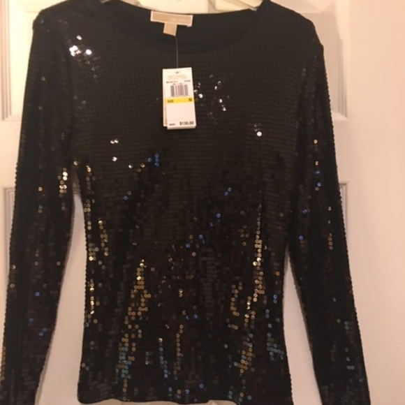 michael kors black sequin top
